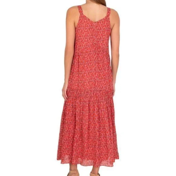 Joie Womens Dress Size Medium Red/Pink Ikat Print Sleeveless‎ Maxi Tiered Boho - Picture 8 of 14